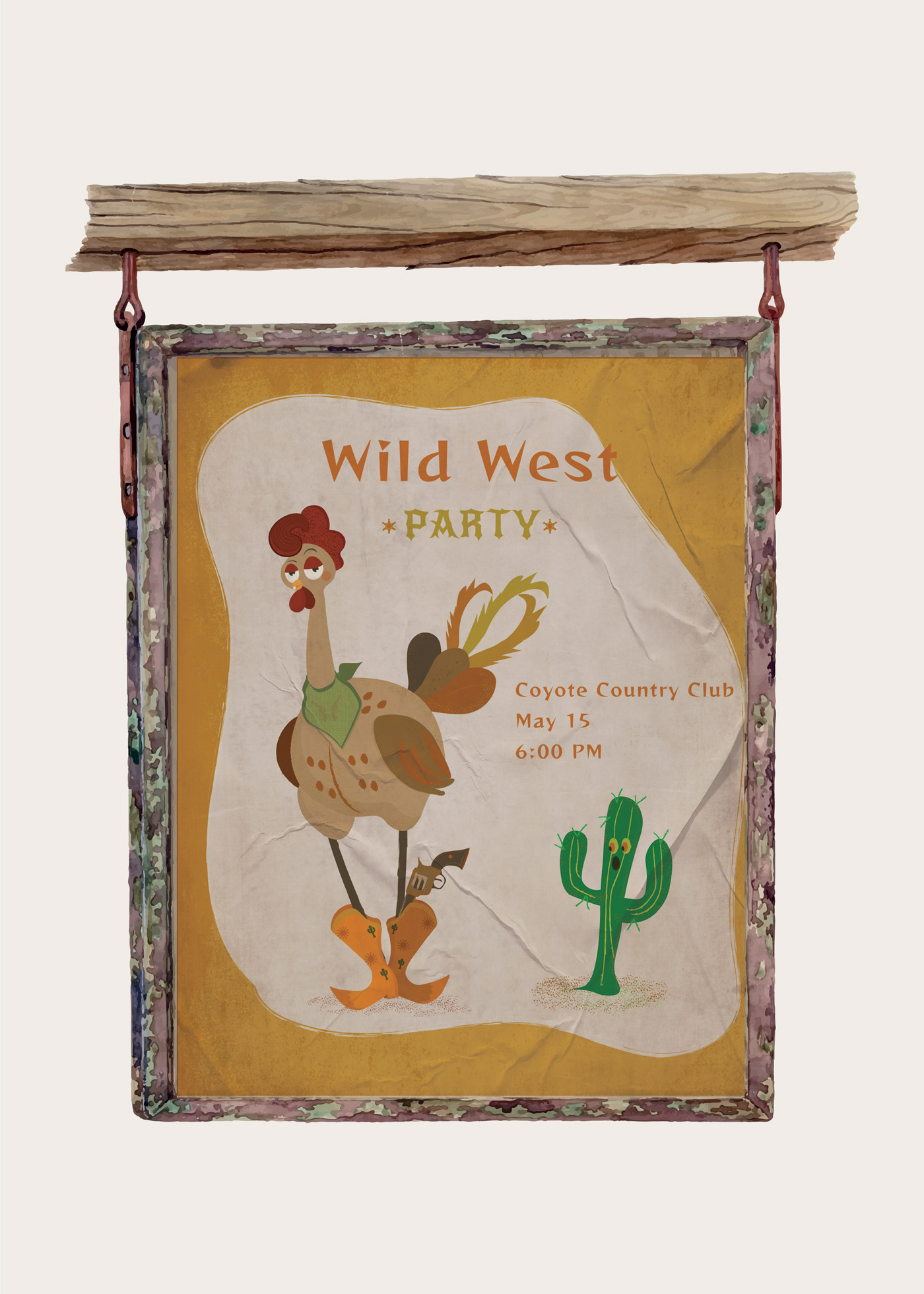 poster Poster Design Character design  cartoon ILLUSTRATION  western party flyer funny comic cowboy