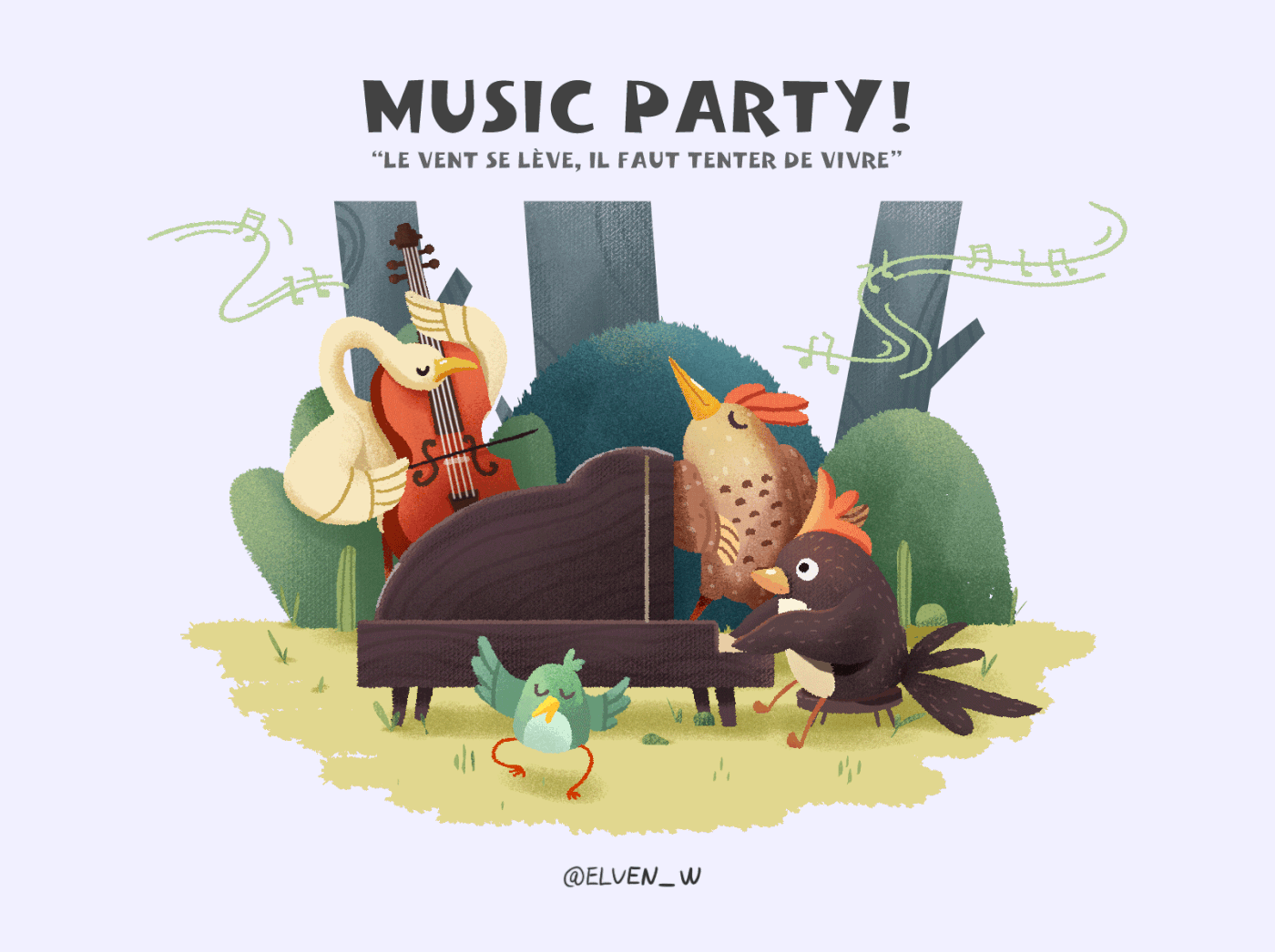 animal illustration children's illustration forest gif ILLUSTRATION  music party Picture book