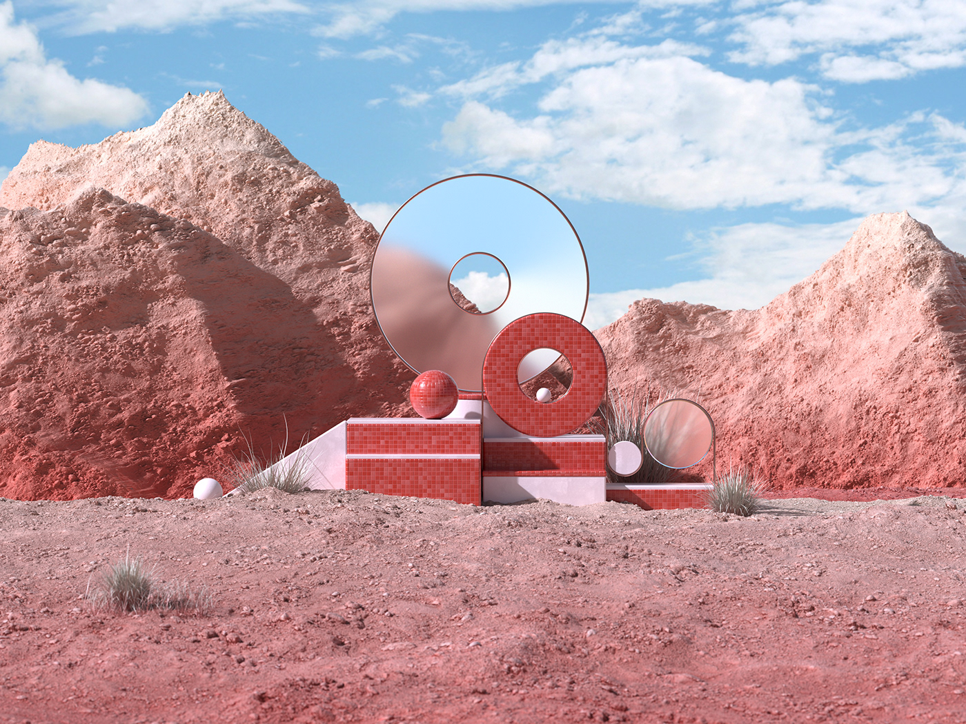 3D art direction  CGI desert digita art Island Landscape textures