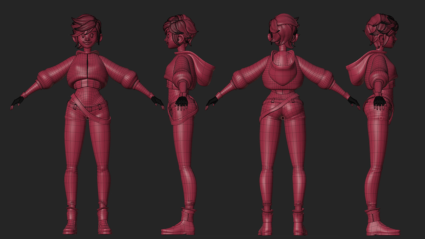 blender Blender2.8 Character 3D Character design  company mascot cycles fixie rider girl character modeling Substance Painter
