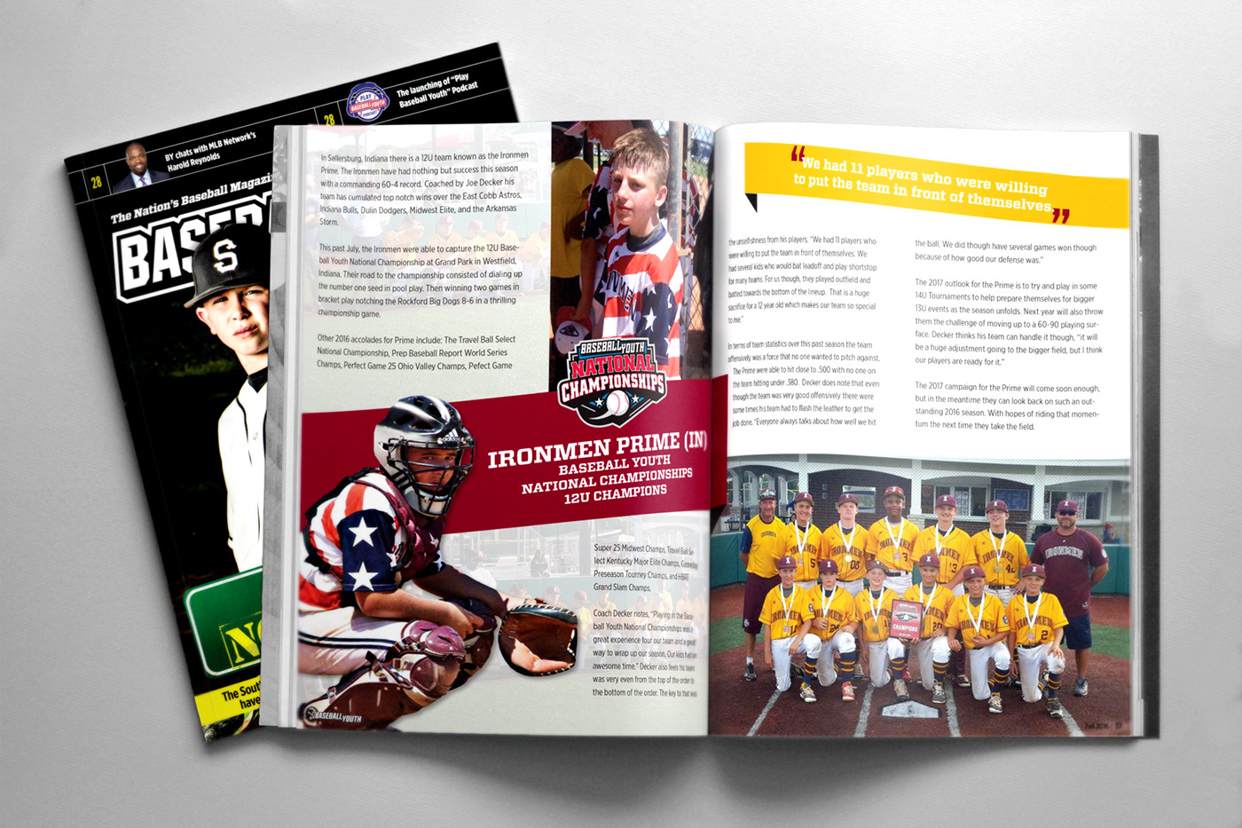Layout design baseball youth sports magazine