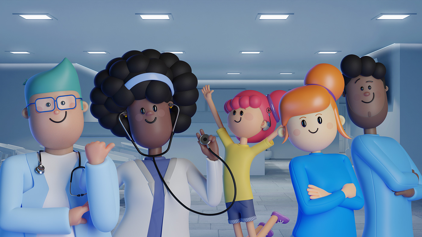 3D Character 3D Flat dad doctor familia family flat design hospital mom personagens 3d