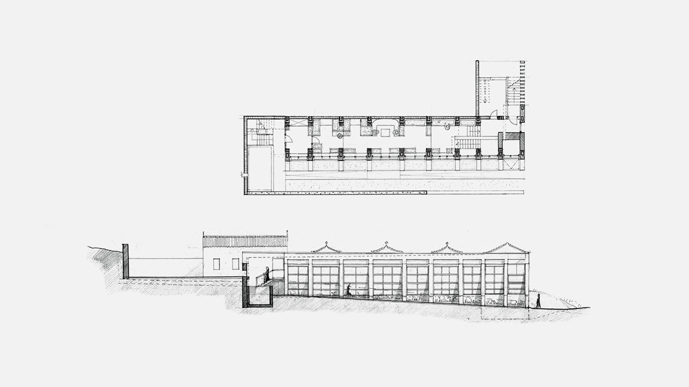 architecture Drawing  Project process handmade monastery building