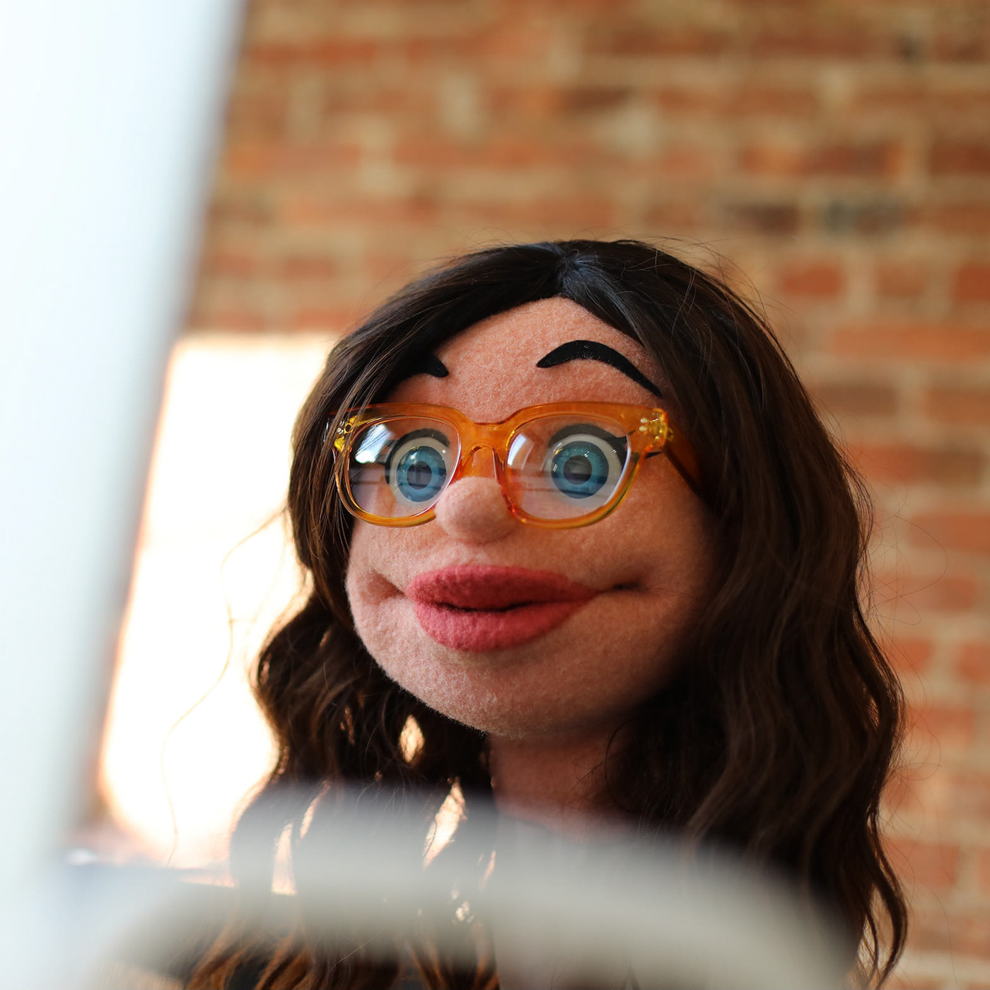 nerdy puppet with glasses
