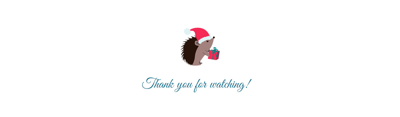 Hedgehog in a Santa hat with a red gift 
box
