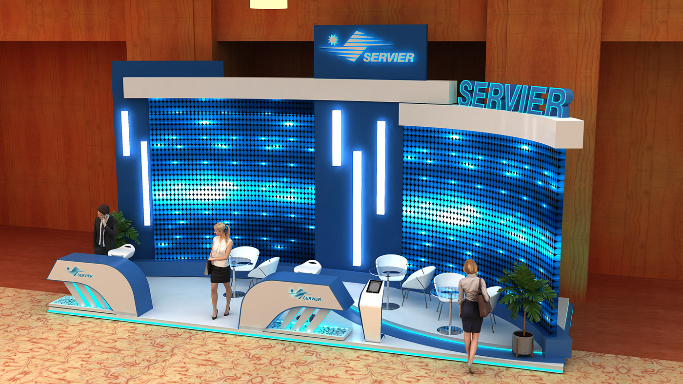 3D booth branding  dia diabeats egypt lights Render screen servier