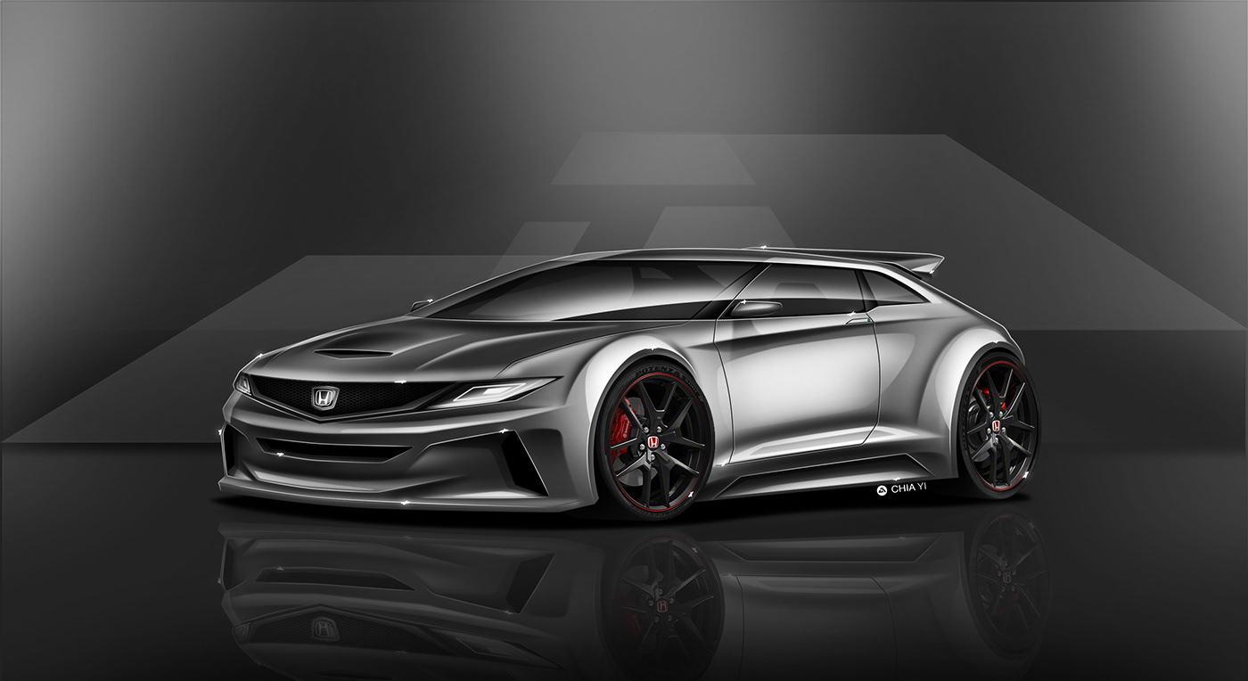 Automotive design car design Civic concept design Digital Art  Hatchback Honda rendering sketch