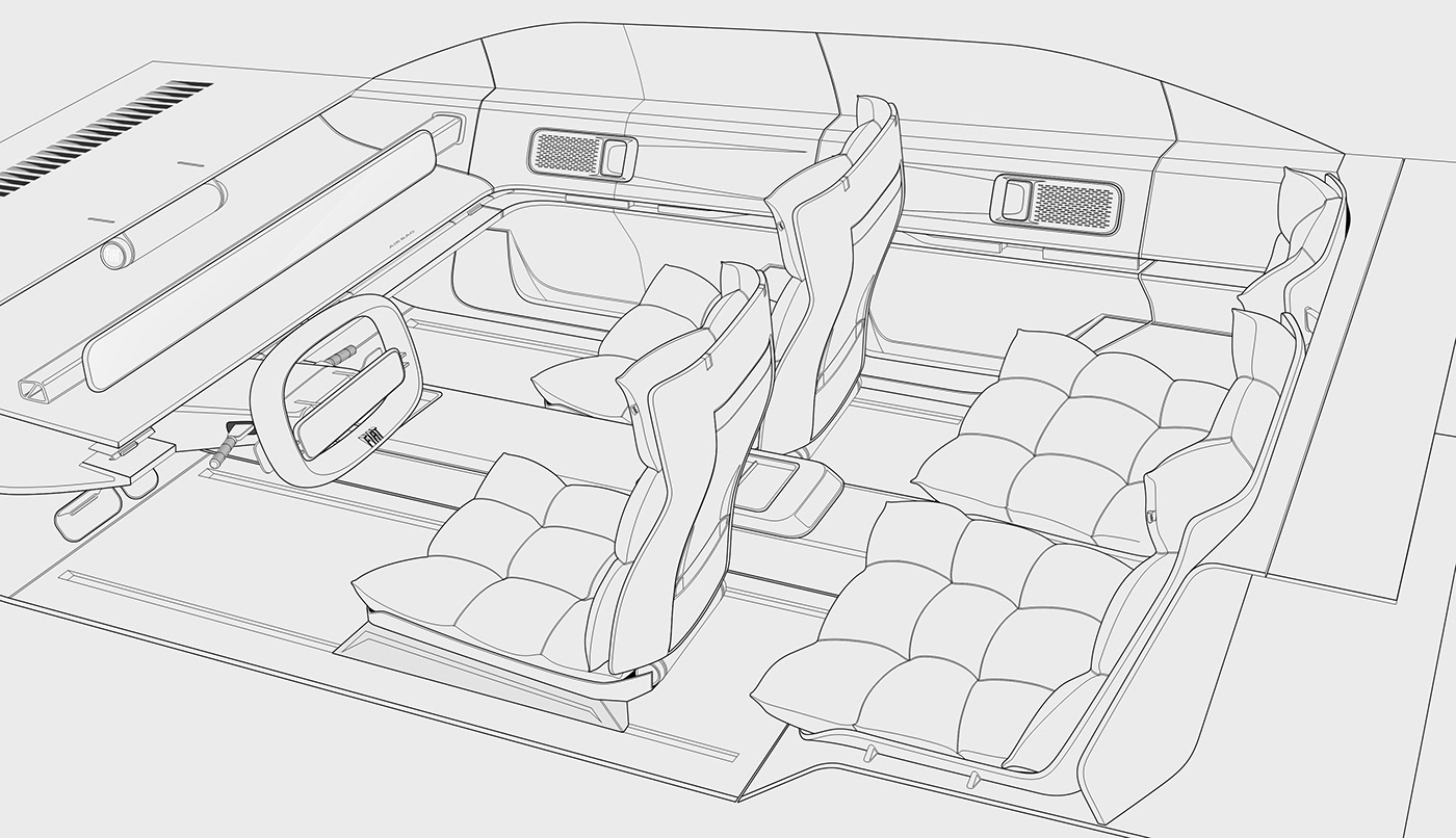 car design Car Interior centotrenta concept coupe fiat FIAT 130 interior design  photoshop sketch