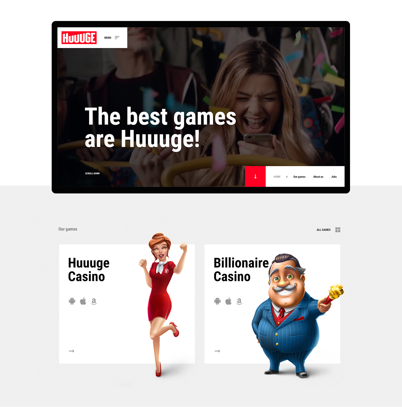 huuuge Games mobile games mobile game challenge dobies socha branding  Webdesign