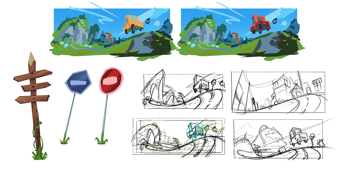 dreamworks disney stylised cartoon Render wales animation  background environment