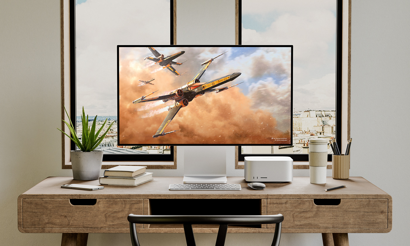 Black Squadron Desktop Wallpaper digital imaging  fanart photoshop retouching  star wars T-70 wallpaper X-wing