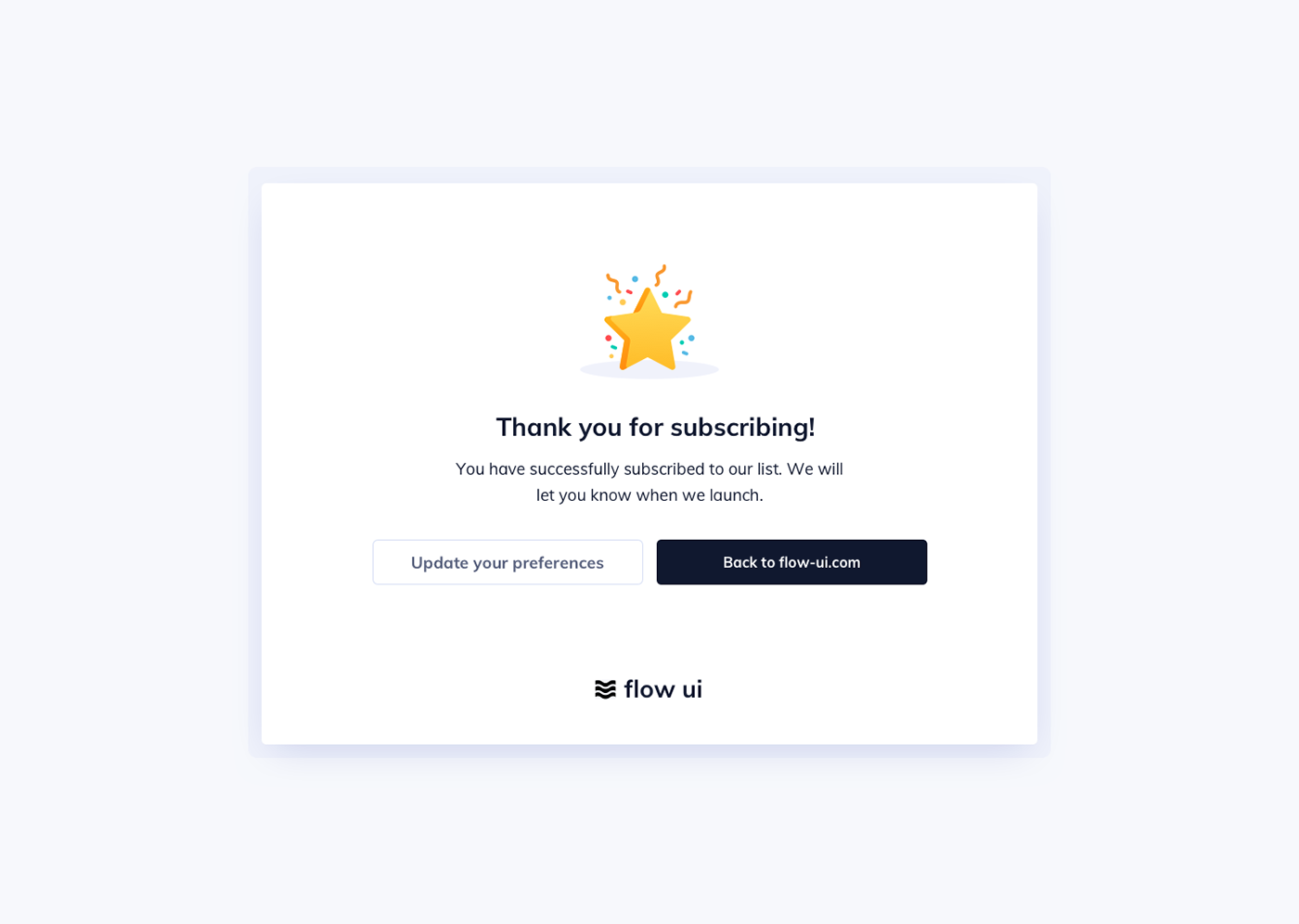 Subscription UI. Subscribe UI web. Submit message