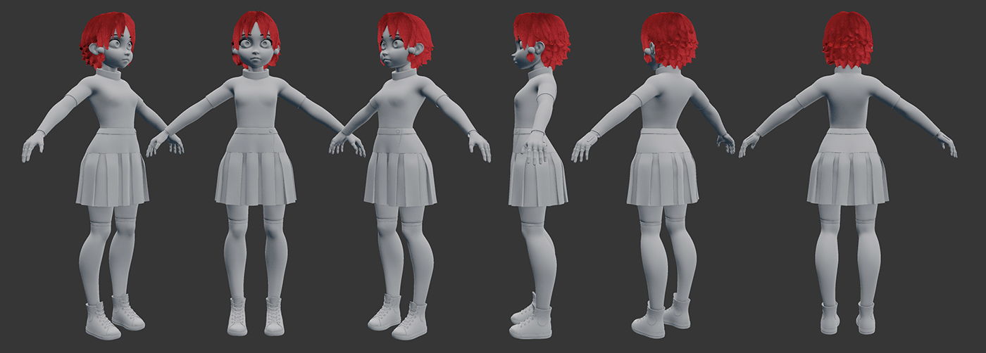 b3d blender expressions redhair facialexpressions girl cartoon Character