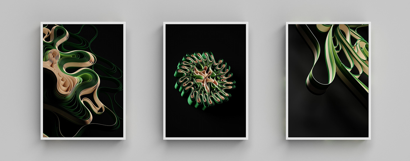 Houdin c4d curve Procedural abstract poster color dark