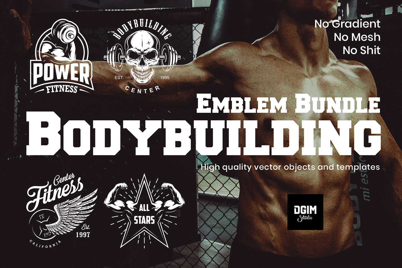 BodyBuilding vector ILLUSTRATION  emblem logo template gym fitness sport