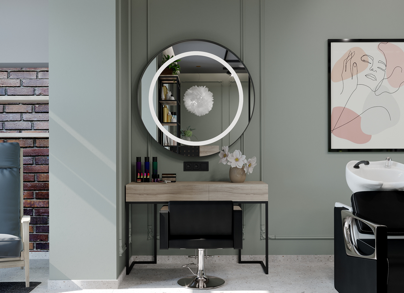 3D 3ds max archviz beauty salon corona design Interior interior design  Render visualization