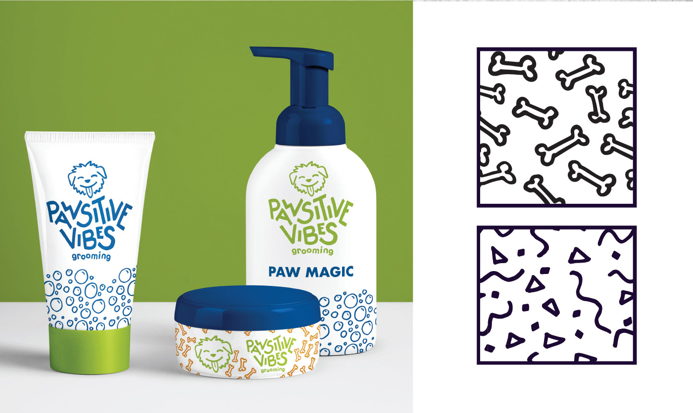 groomer logo branding  Patterns identity dog products