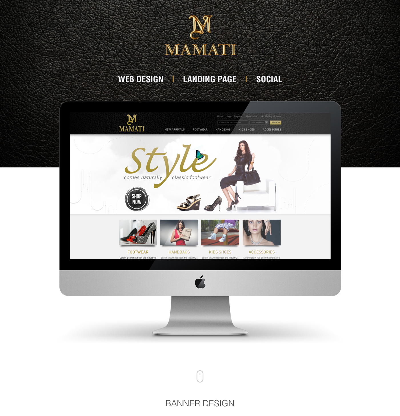 psds HTML banners Inner pages home page shoes ladies bags kids shoes accessories landing page Online shop Facebook Post Banners google adwords