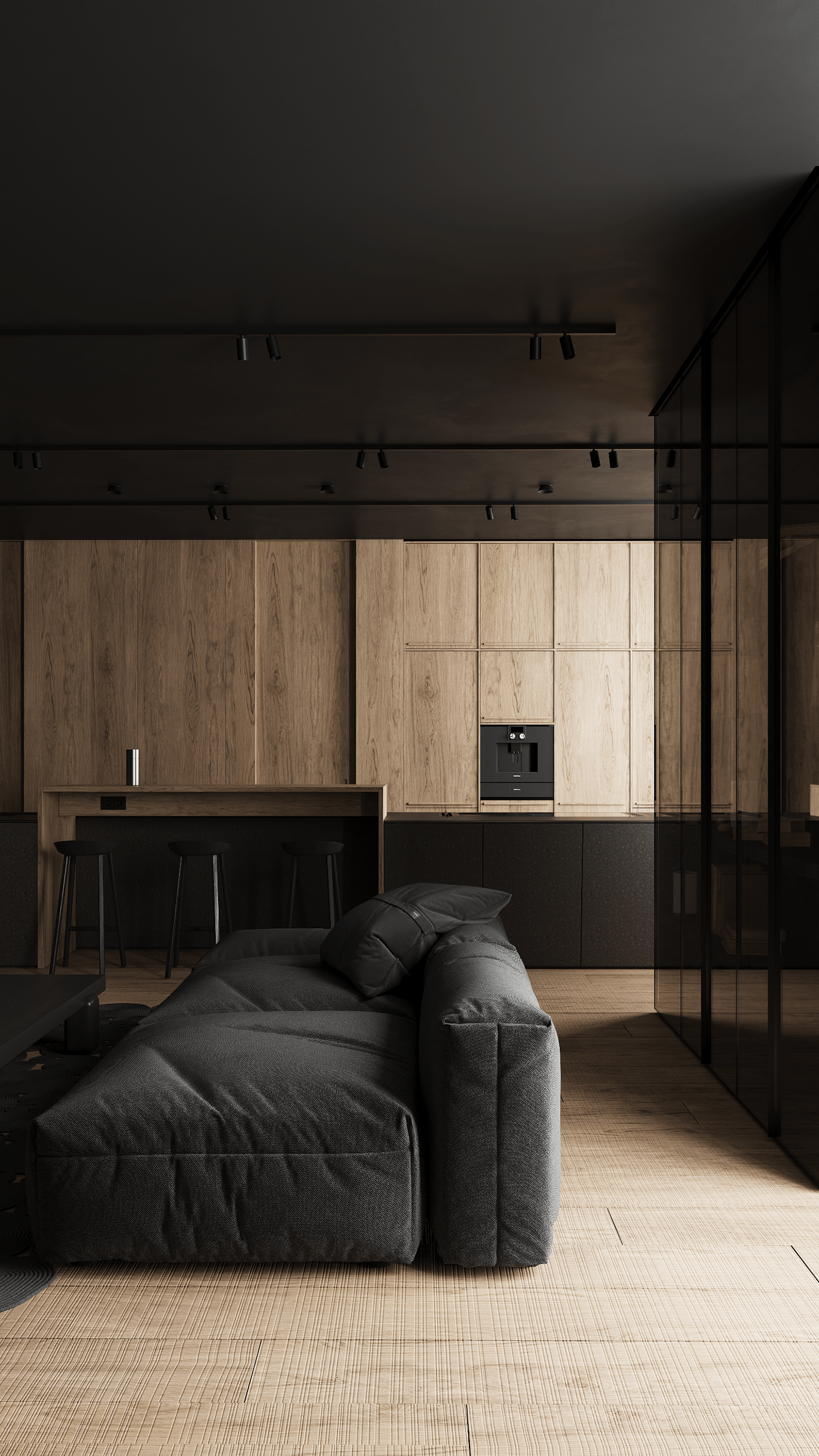 kitchen interior design  architecture archviz visualization Minimalism minimalist living room modern intrerior sirotov