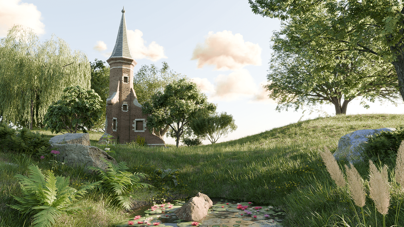blender3d lanscape 3D Nature 3D Landscape rendering Landscape Design concept art cgiart vegetation rendering