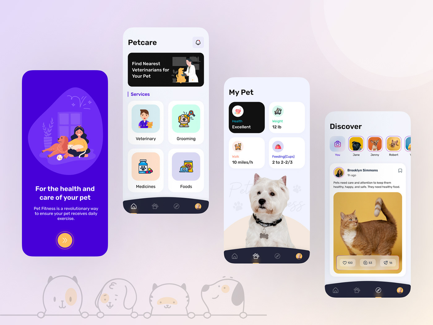 app app design design graphic design  Mobile app Pet pet care UI/UX veterinarian veterinary