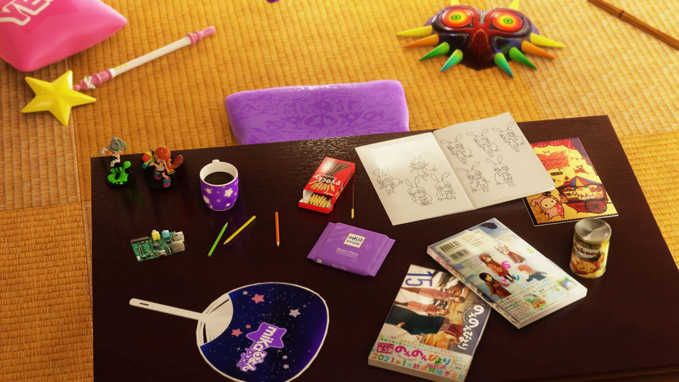Objects on the table from above.
ちゃぶ台は上から撮っています。