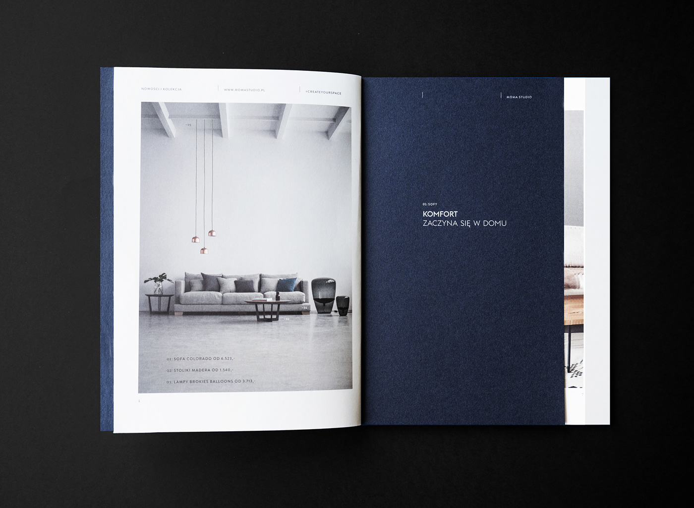 Catalogue furniture studio book folder paper typesetting design gold portfolio