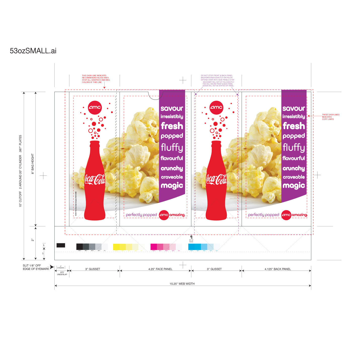 AMC packaging Cinema popcorn bag
