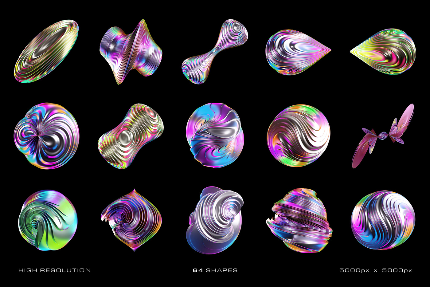 3D assets download free futuristic holo iridescent resources abstract colorful