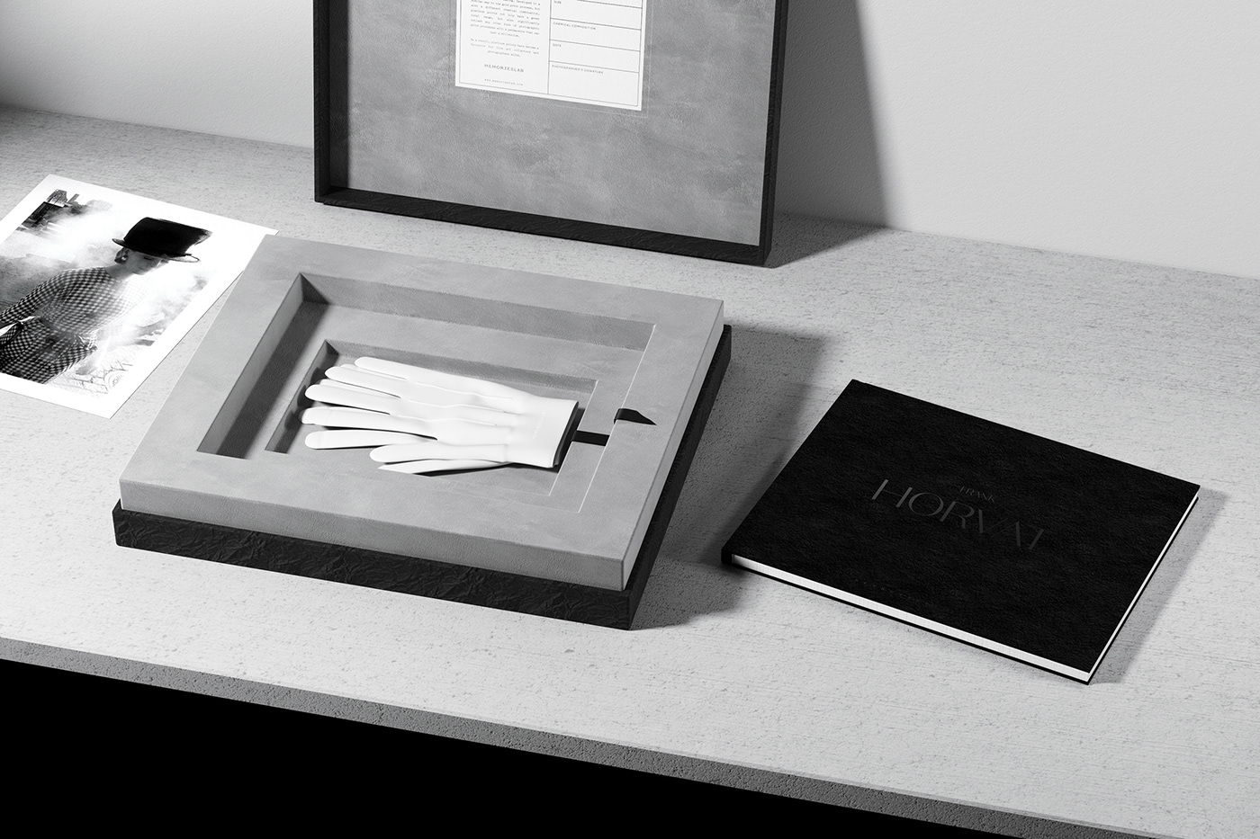 Memorieslab Photography  package design  Packaging concept minimal black and white b&w