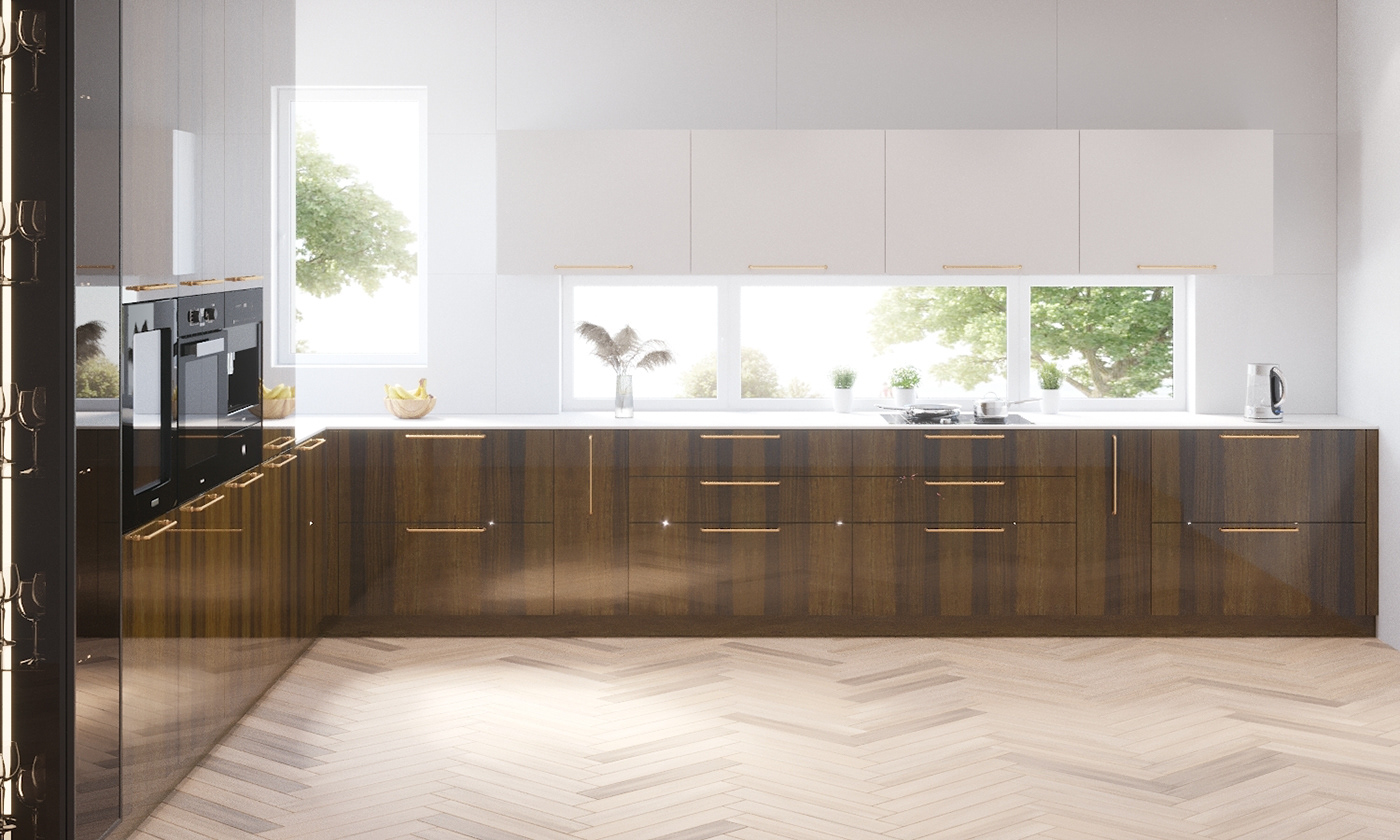 Interior design Render kitchen Retro modern visualization