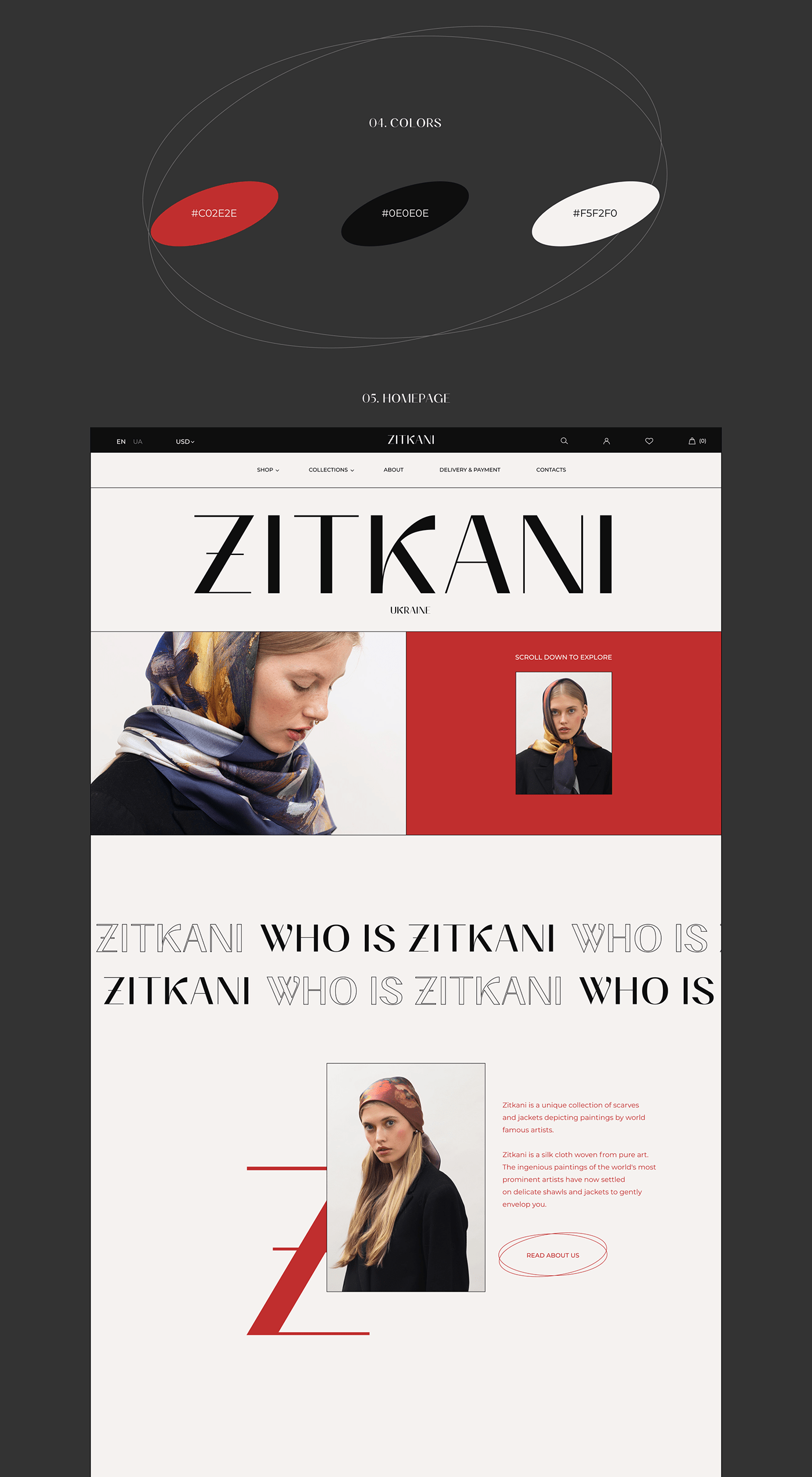art brand e-commerce Fashion  scarves shop store Style web-design women