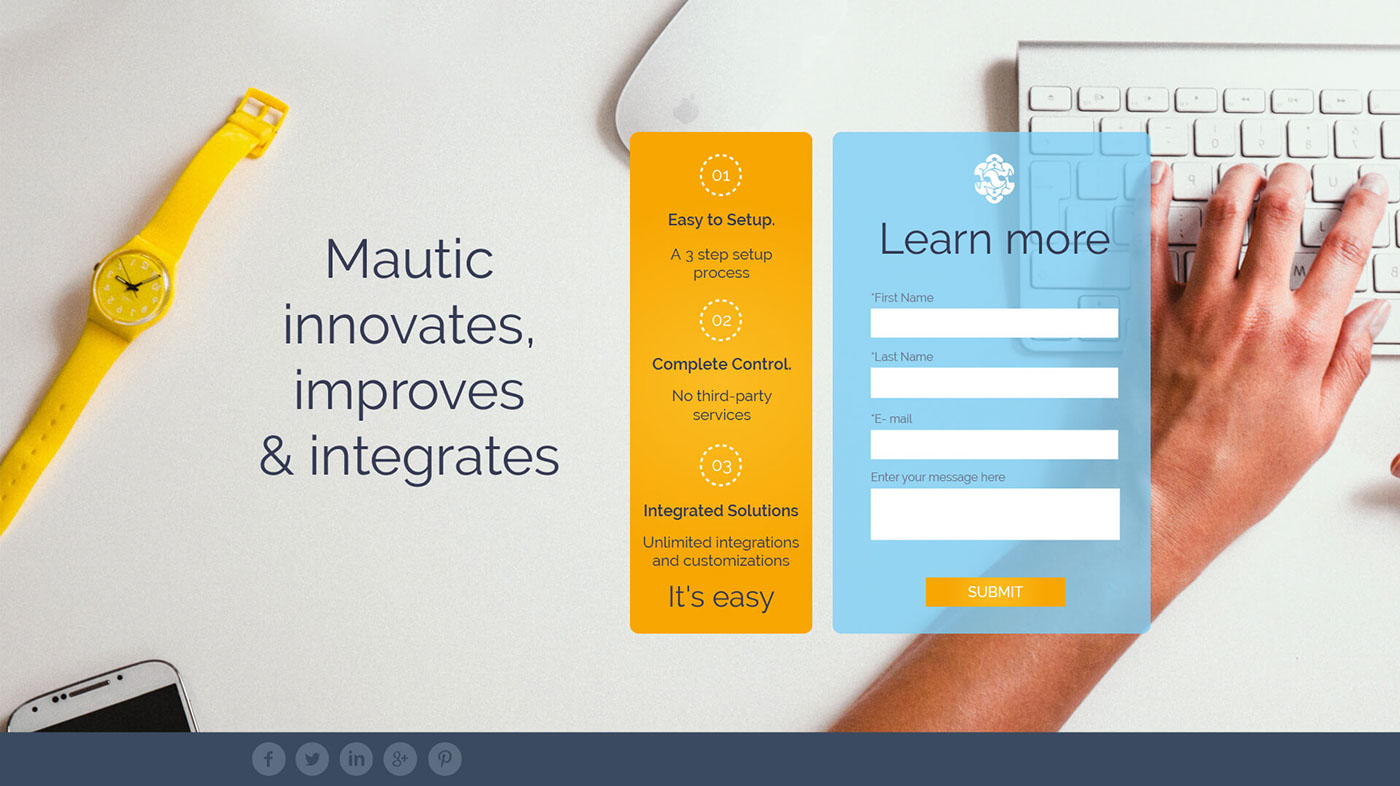 #webdesign #Design #landing page #form #testimonials #team #pricing table #features #mautic #ux/ui