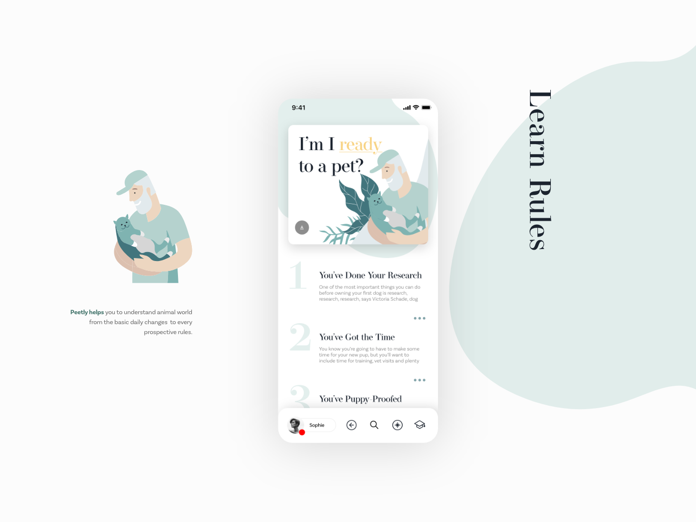 androd animal app concept bottom nav bar ios learning app Pet Smart Wallet