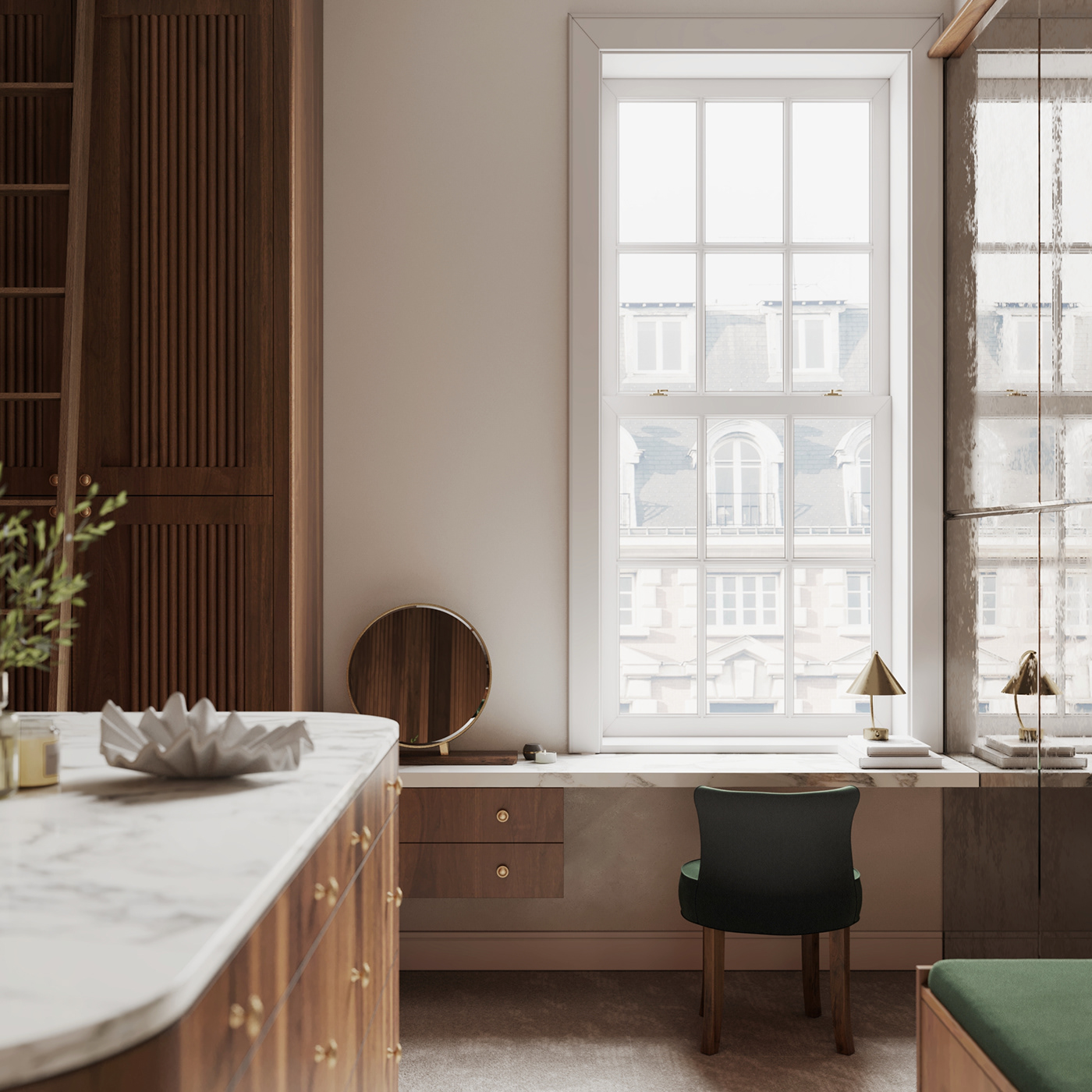 cabinetry woodworking walnut Interior Render visualization interior design  CGI archviz 3D