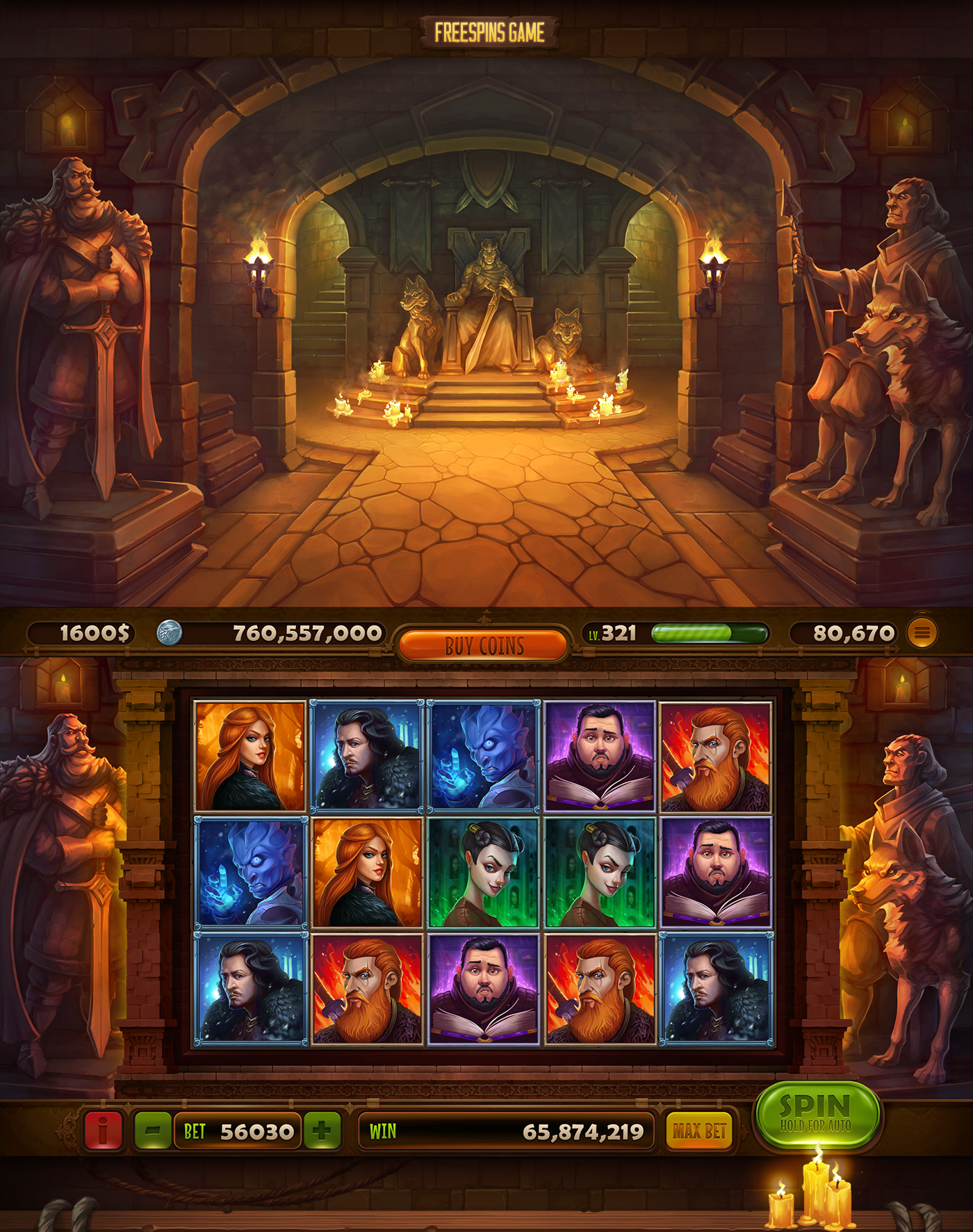 ILLUSTRATION  Game Art slot slot game game of thr Game of Thrones Winterfell game ui mobile game Character