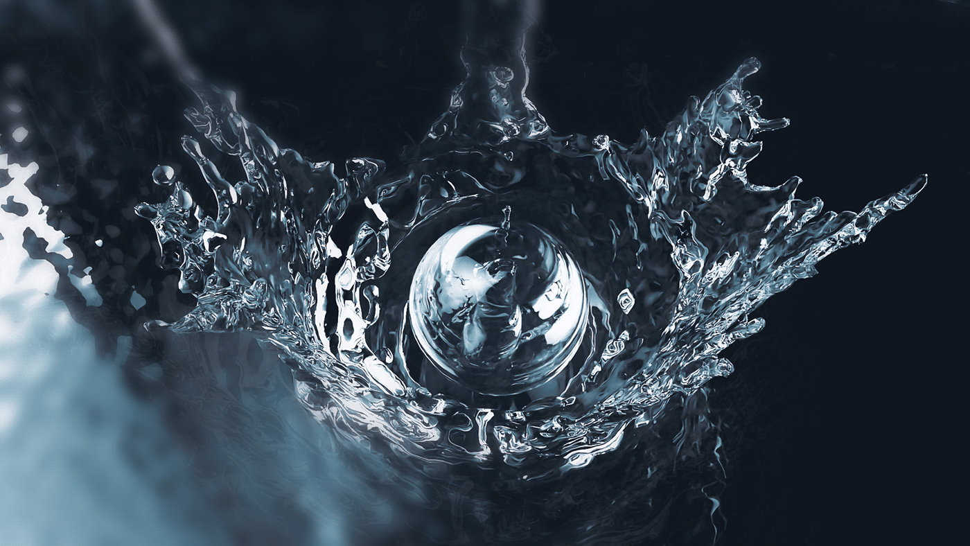abstract chromatic aberration crown history of creation octane Octane Render realflow water Water Simulation Water splash