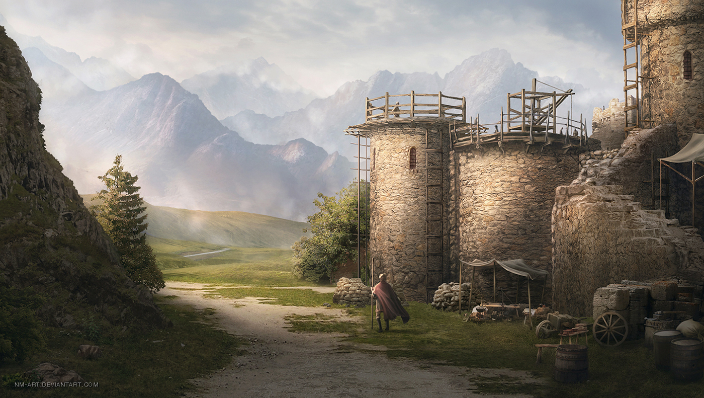 game background Matte Painting Game Development Landscape fantasy poster Castle Level transition screen