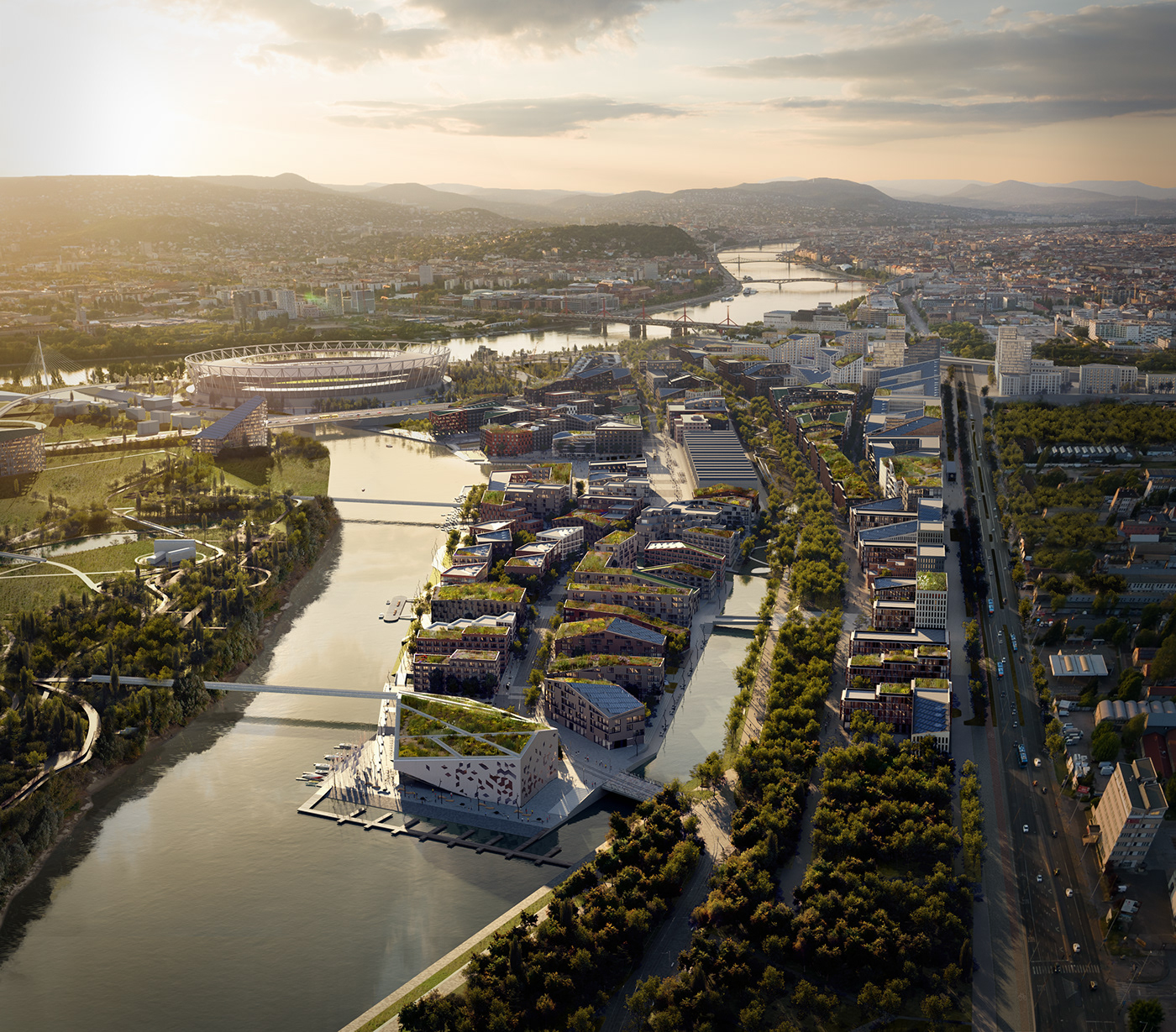 architects architecture budapest Danube green city Masterplan real estate Urban Design urban development