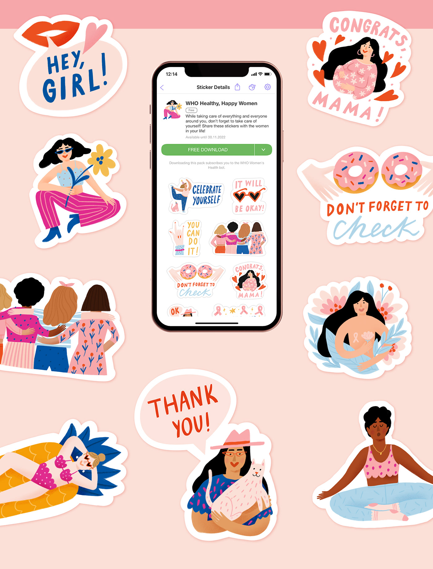 Character design  digital painting feminism girl illustration Girl Power viber viber stickers women women empowerment women's day