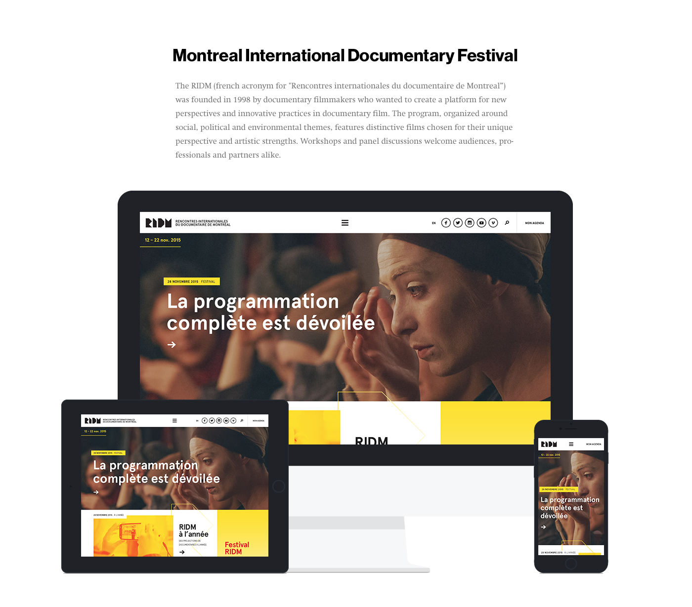 RIDM Montreal festival interactive design Website Documentary  movie mobile schedule