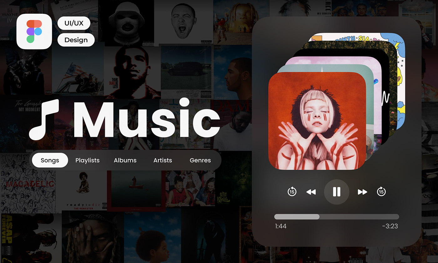 Figma UI/UX design Website animation  music apple prototype user flow redesign