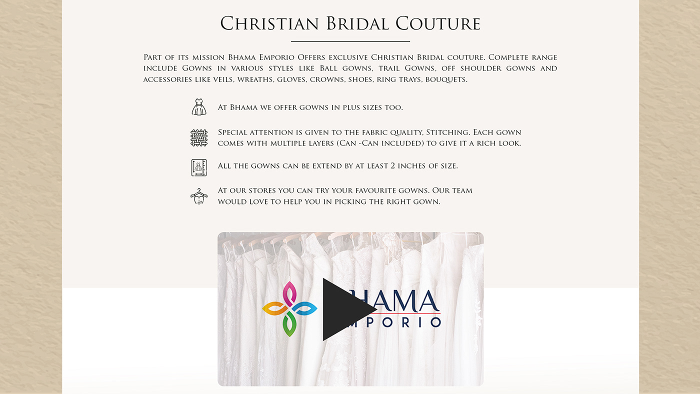 Bridal design Bridal Store bridal website classic website fashion design landing page UI ux Website Bhama Emporio