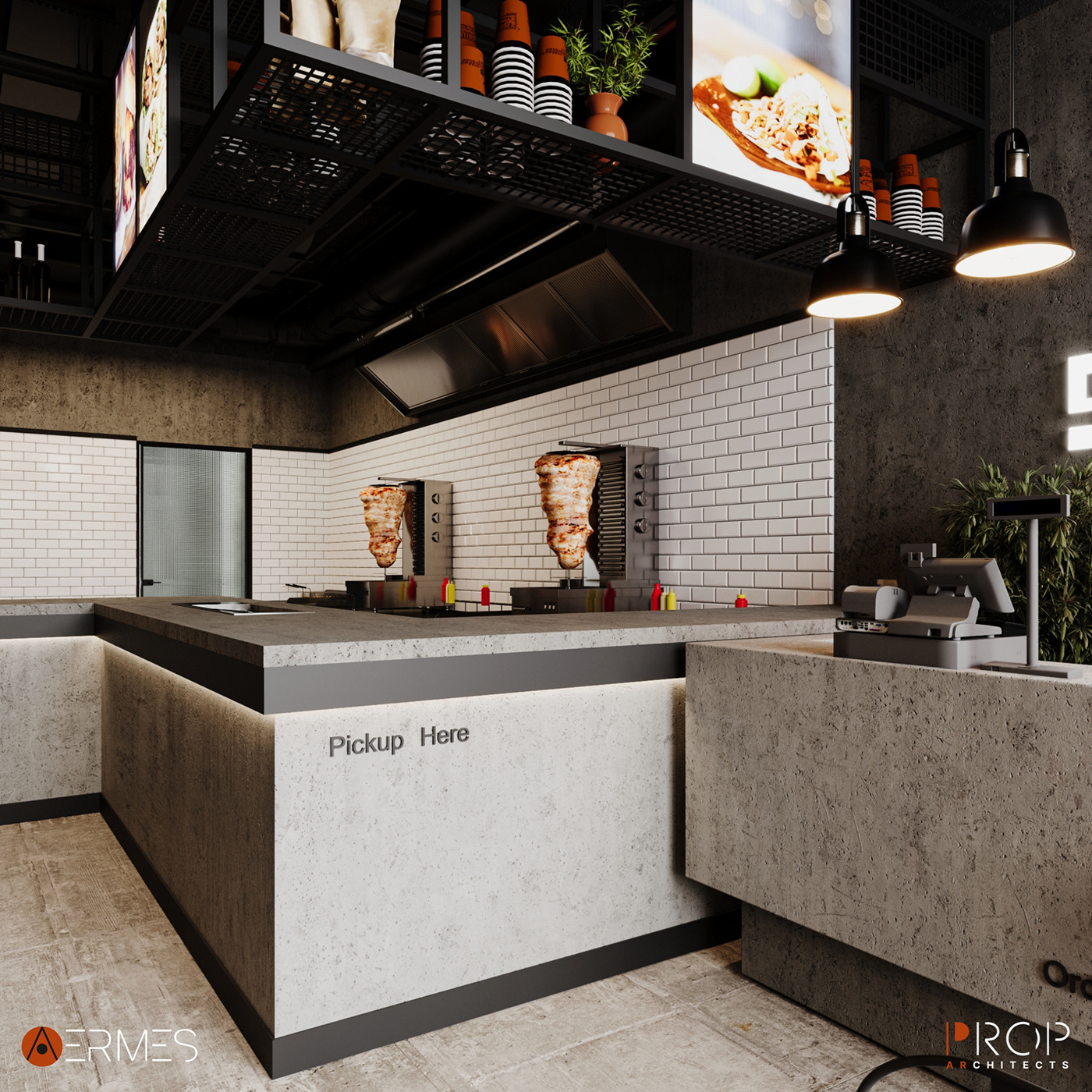 shawerma restaurant Food  visualization interior design  Render 3ds max modern corona architecture