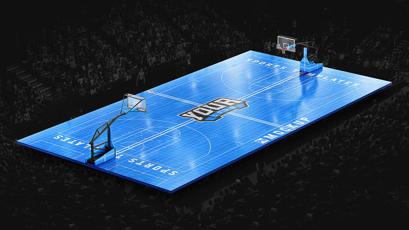 basketball court design template psd freebie Mockup Basketball Court NBA sports