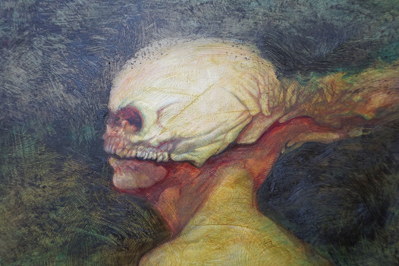 dead painting   art men skull contemporary art surreal