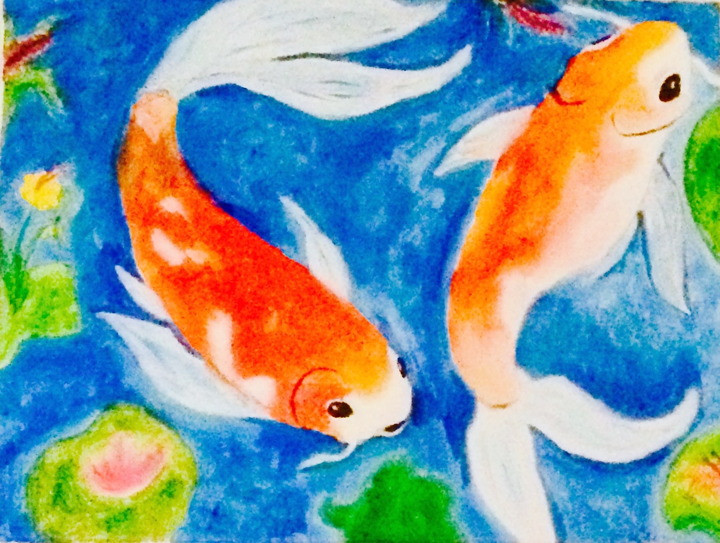 painting   japanese KOI FISH swimming