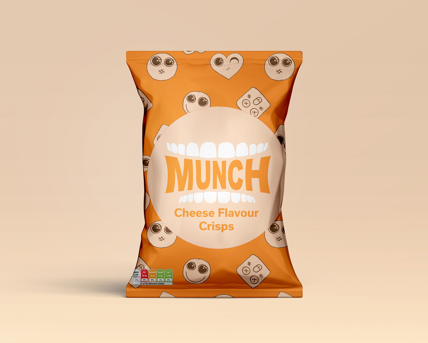 ILLUSTRATION  product design  graphic design  Packaging Food  snacks packaging design crisp packaging CRISPS Munchies
