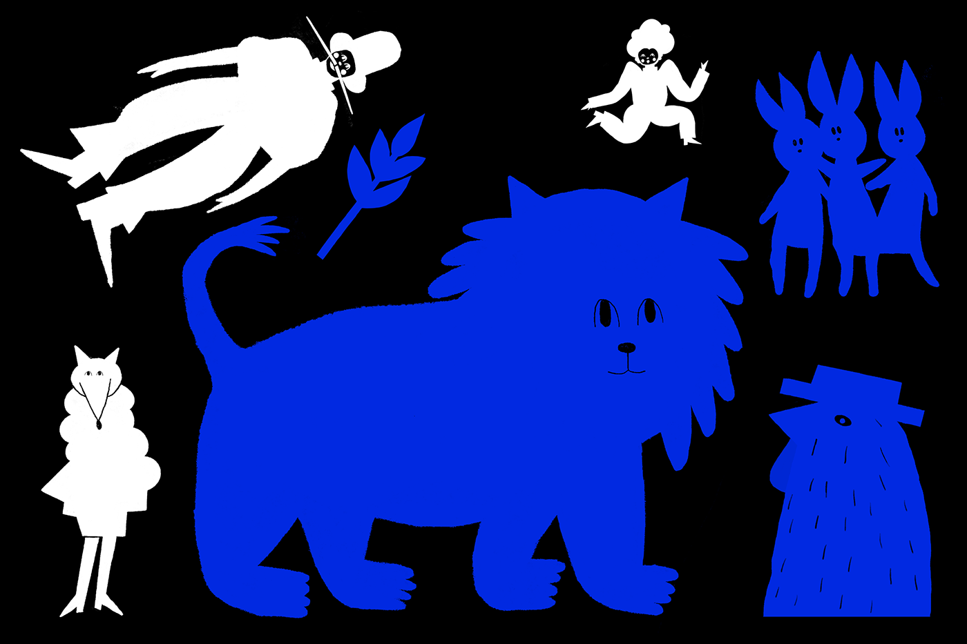 cartoon Drawing  artwork Theatre puppetry blue animals fairytale fantasy children