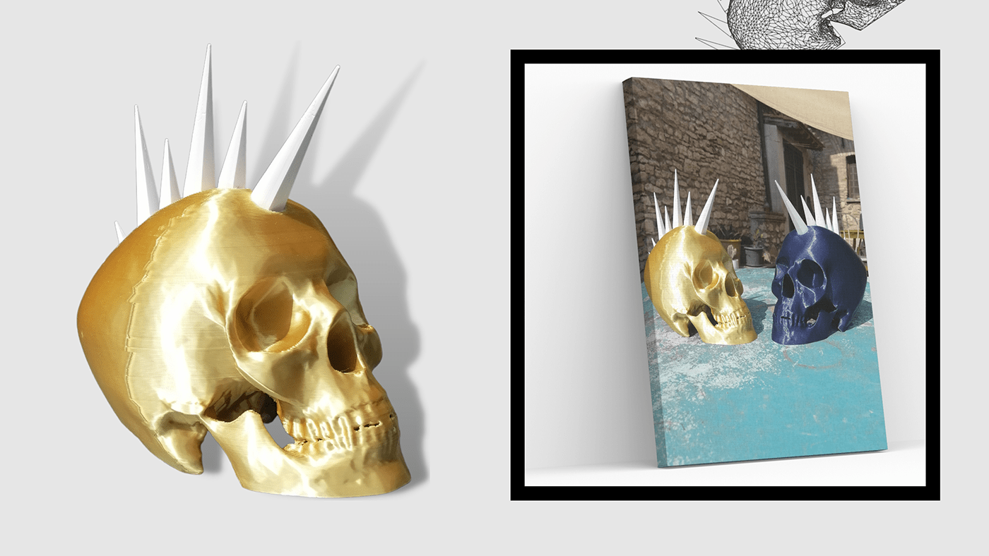 3D crypto cryptoart modelling nft nftart product product design  punk skull